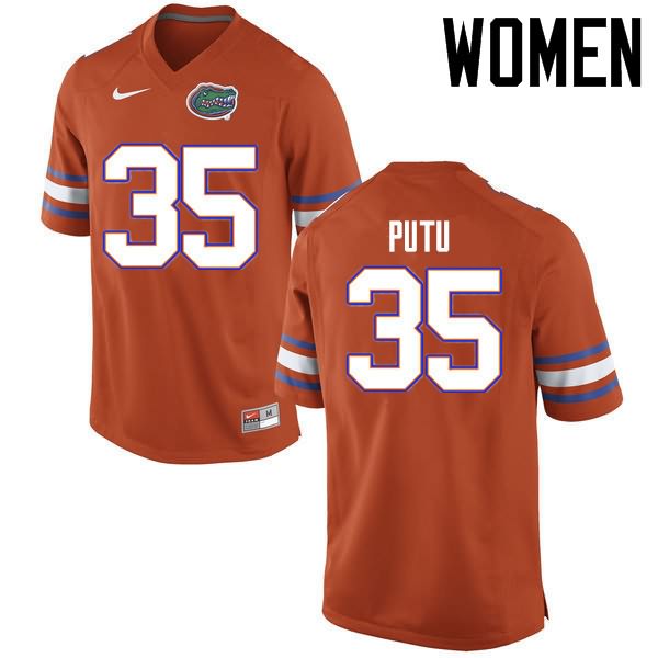 Women's NCAA Florida Gators Joseph Putu #35 Stitched Authentic Nike Orange College Football Jersey JRQ2865RS